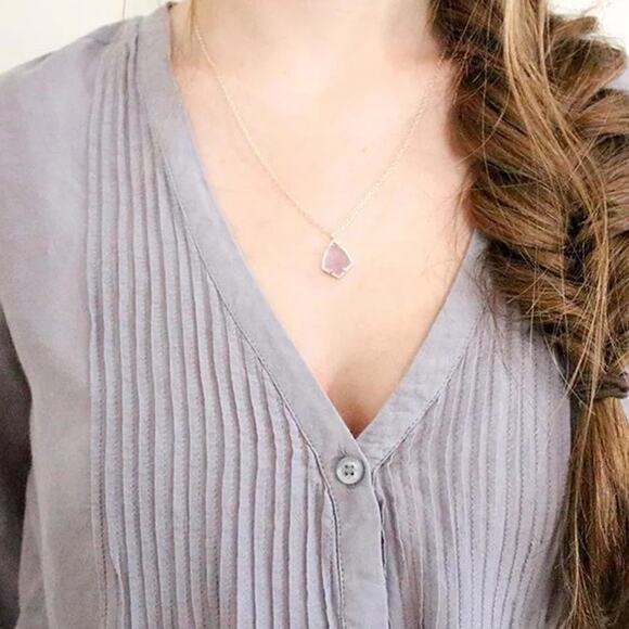 NWT! Kendra Scott Cory Gold Pendant Necklace in Pink Quartz - Picture 5 of 6